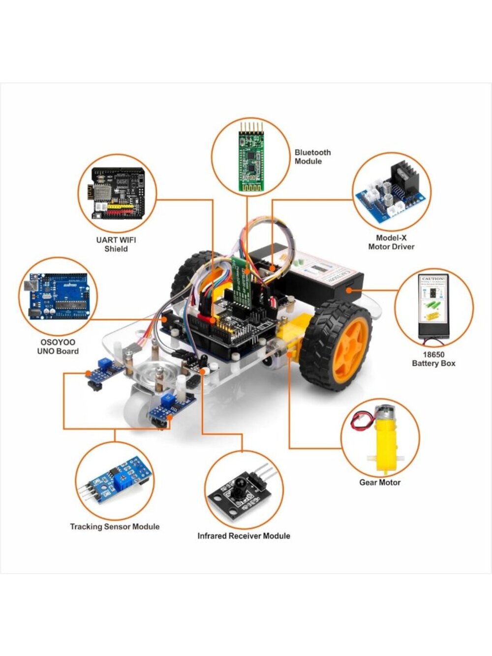2WD Robot Car Starter Kit for Arduino - Smart Educational Robotics, Build & Code - Picture 3 of 9